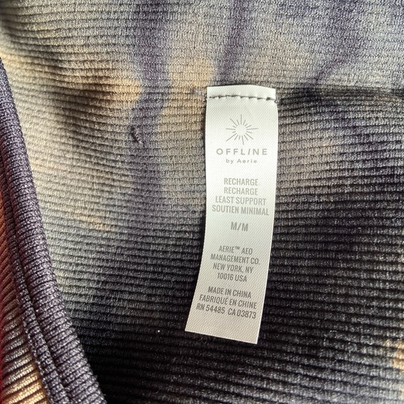 Aerie Offline Recharge Tie Dye Sports Bra Black Olive Green - Picture 12 of 13